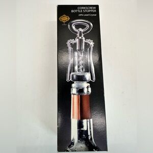 NIB VINTAGE SHANNON BY GODINGER AUSTRIAN 24% CRYSTAL CORKSCREW BOTTLE STOPPER‎